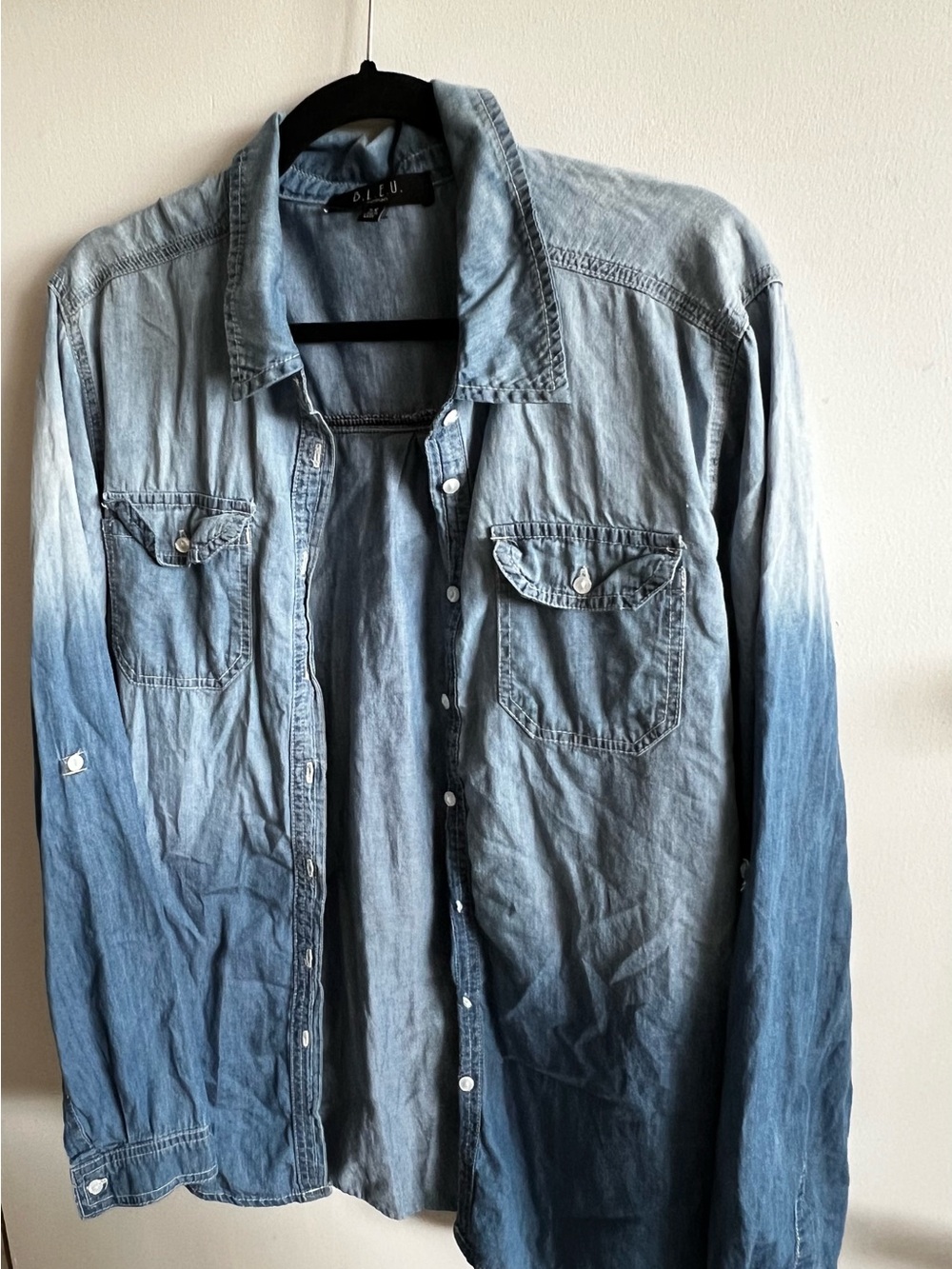 B.L.E.U. Blue Ombre Denim Button-Up Shirt